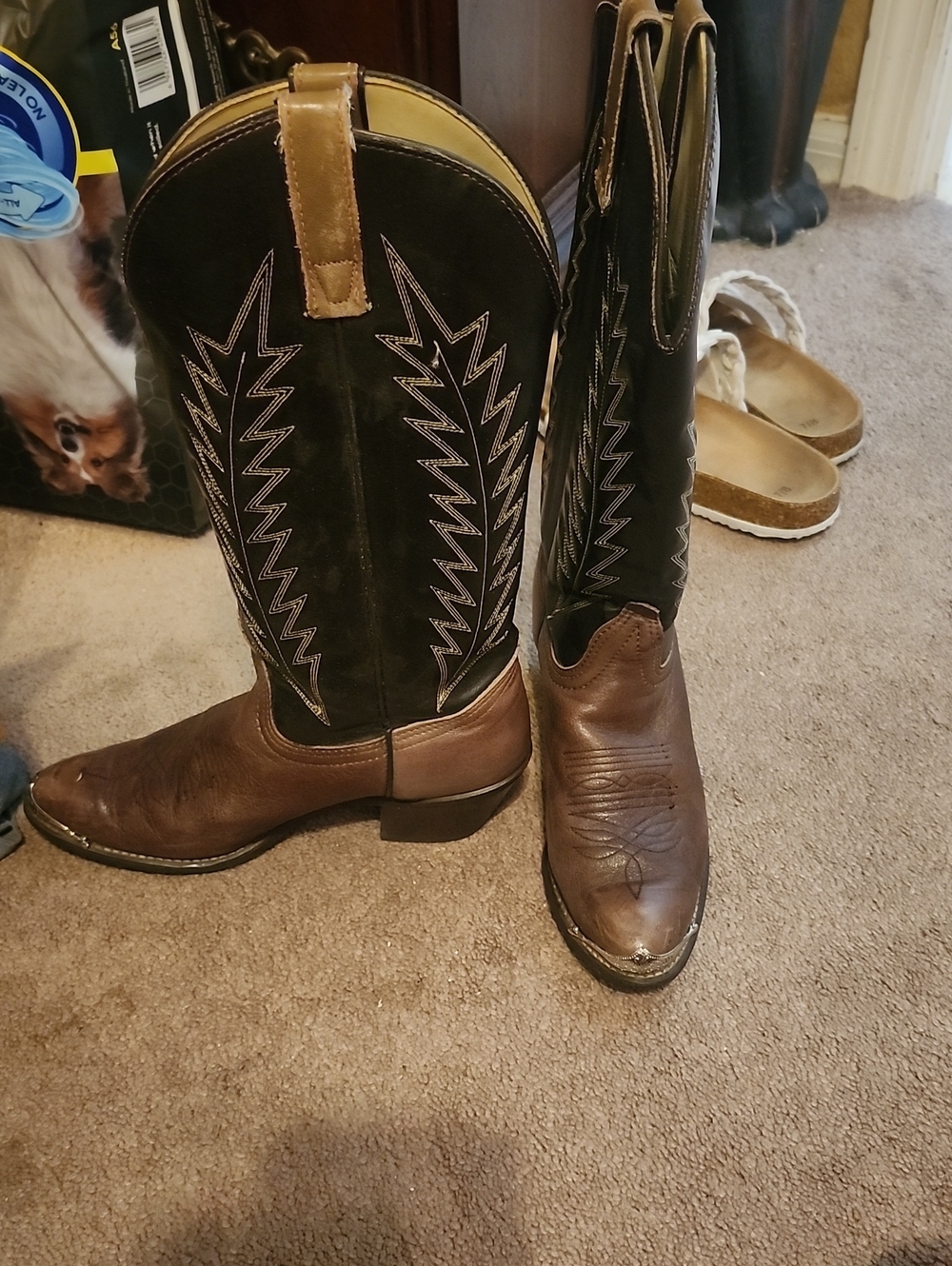 Men's Black and Brown Western Cowboy Boots